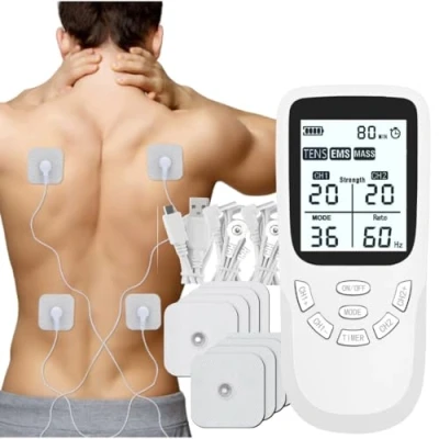 Imagen de Interior 2 Canales Electrostimulador Máquina Tens+8 electrodos Electroestimulador para Alivio del dolor,Con programas Clínicamente Comprobados aliviar el dolor de espalda,Artritis y Lumbalgia