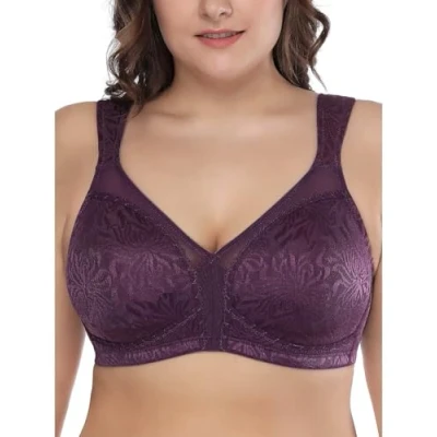 Imagen de Deyllo Sujetador Reductor de tamaño Grande para Mujer sin Aros Relleno Morado 105E