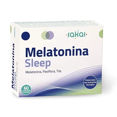 Imagen de Sakai Laboratorios Melatonina Sleep, 60 comprimidos masticables. Conciliación rápida del Sueño con efecto Duradero. Melatonina, Pasiflora y Tila. 1,9mg de por comprimido