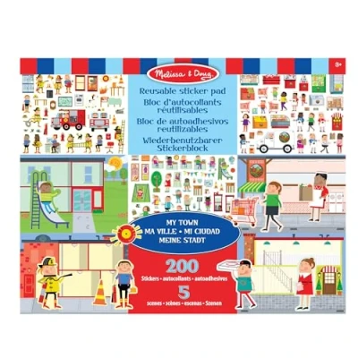 Imagen de Melissa &amp; Doug Álbum de pegatinas autoadhesivas reutilizables, Mi ciudad, Pasatiempos, Cuaderno actividades, Juegos creativos, Regalo adecuado para niños 3+