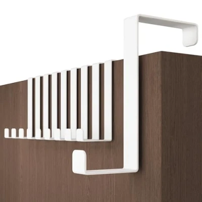 Imagen de Menz Ganchos para puerta colgar, juego de 10 unidades, color blanco Acero inoxidable universales Perchero sólido colgar