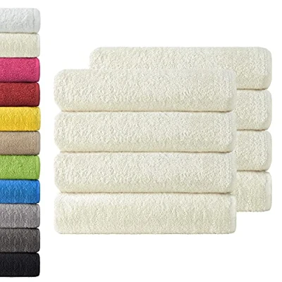 Imagen de NatureMark Pack Ahorro de 8 Toallas Mano, 50 x 100 cm, 100% algodón, Color Blanco Natural