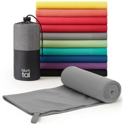 Imagen de Blumtal Toalla Microfibra 140x70 cm Toallas Gimnasio de Secado rápido Gym para Deporte Gris