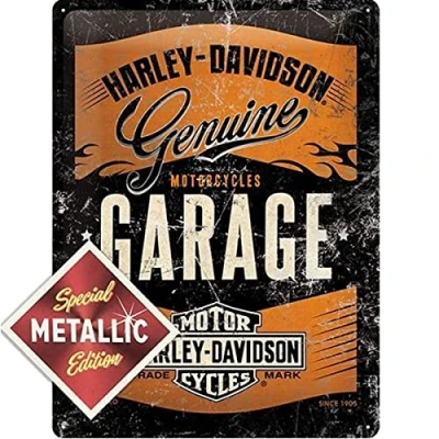 Imagen de Nostalgic Art 63304, de Harley Davidson Garage Metallic Special Edition, Cartel Chapa 30 x 40 cm
