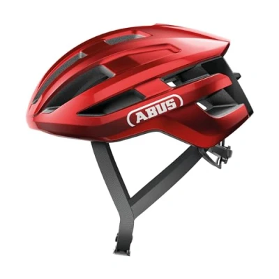 Imagen de ABUS casco de ciclismo carretera PowerDome ligero con sistema ventilación inteligente y perfil aerodinámico Made in Italy para hombres mujeres rojo, talla S