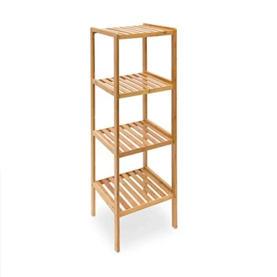 Imagen de Relaxdays 10013497 Estanterí&quot;a bambú para baño, 4 Niveles, Natural, 33x33x110 cm