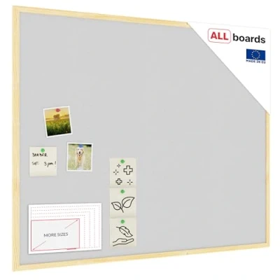 Imagen de ALLboards Tablón de corcho con marco madera, 100 x 80 cm, color gris claro