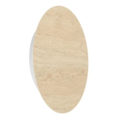Imagen de Eglo LED Alamilo aplique de pared, lámpara redonda pared para interiores, con luz indirecta, madera al natural y metal en blanco, salón pasillo, blanco cálido