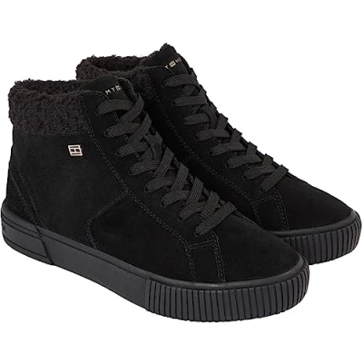 Imagen de Tommy Hilfiger Mujer Sneaker vulcanizada Suede Zapatillas, Negro (Black), 38 EU