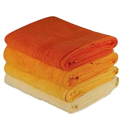 Imagen de Juego de toallas baño (4 piezas) amarillo claro, amarillo, naranja pálida y