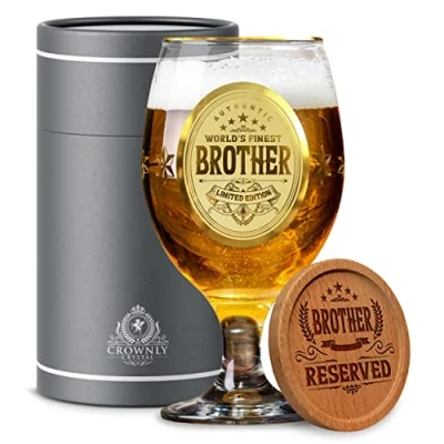 Imagen de CROWNLY CRYSTAL® Regalo Hermano Regalos Personalizados Copas De Cerveza Decoracion Navidad Hermanos Boda Taza Mejor Para Hombres Hombre Original