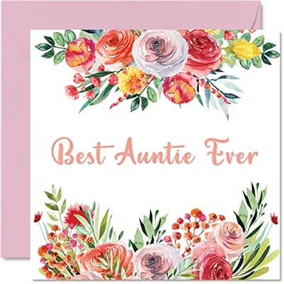 Imagen de tarjetas de cumpleaños para tía Best Auntie Ever Hermosa tarjeta feliz sobrino, sobrina, tía, regalos cumpleaños, 145 mm x mm, felicitación el día