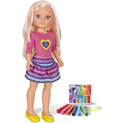 Imagen de Nancy Un día Haciendo mechas, Muñeca Rubia con Pelo Largo para Hacer Mechas y Peinados Creativos Tizas de Colores, Accesorios Incluidos, Regalo Niños Niñas + 3 años, Famosa (700013865)