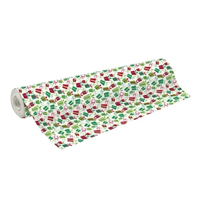 Imagen de Clairefontaine 211943C Una bobina de papel regalo Alianza 60 g Tamaño: 50 x 0,70 m Diseño: regalos rojos, verdes, fondo blanco Embalaje regalo, especial gran longitud,