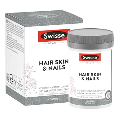 Imagen de SWISSE Cabello Piel Uñas Suplemento con Biotina para el y Vitamina C Zinc Cápsulas 60 Complemento Vitaminas Cabello, Formación Colágeno Sanas Made in Italy