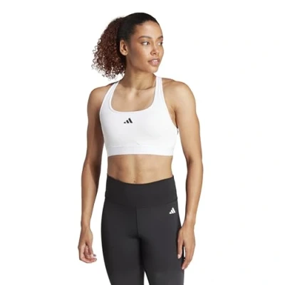 Imagen de adidas Sujetador Deportivo Powerreact para Mujer, Soporte Medio, XSCD Blanco
