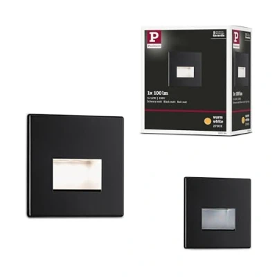 Imagen de Paulmann 93094 Luminaria empotrable LED, empotr.en la pared Edge Quadro set 80x5mm 50lm 230V cuadrada incl. 1x1,2 W, ext., negro mate, plástico 2700 K