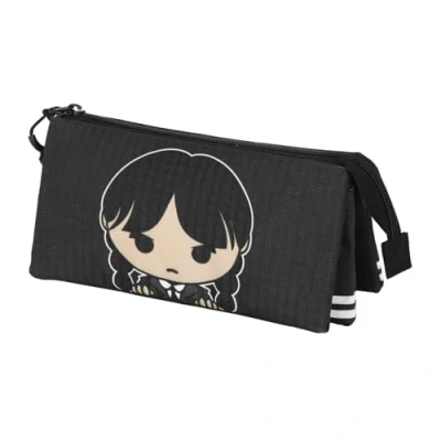 Imagen de Karactermania Wednesday CUTE Triple Estuche escolar para niños, Talla: One Size, Gris