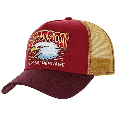 Imagen de Stetson Gorra Eagle Head Trucker Small Hombre de Malla béisbol Camionero Snapback, con Visera, Visera Verano/Invierno Talla única Burdeos