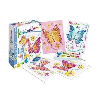 Imagen de Sentosphère, Schmetterlinge Aquarellum Mini Kit de Pintura Acuarela para niños, diseño Mariposas, Multicolor, Juego 8 Piezas 0756002
