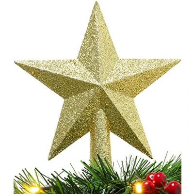 Imagen de Christmas Concepts® 20cm Glitter Tree Topper Adorno para la Punta del árbol de Navidad (Oro)