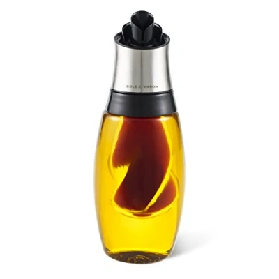 Imagen de Cole &amp; Mason H103069 Bristol Aceitera y Vinagrera, 420ml/50ml, Dispensador de Botella/Decantador, Vidrio/Acero Inoxidable, 1 x Botella Combinada., Suministrado Vacío