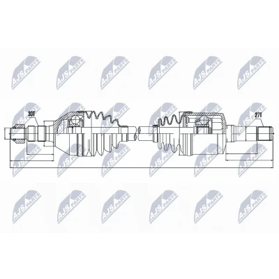 Imagen de NTY NPW PL 034 Árbol de Transmisión Eje delantero, derecha 614 automática OPEL: Insignia A Sports Tourer, Berlina