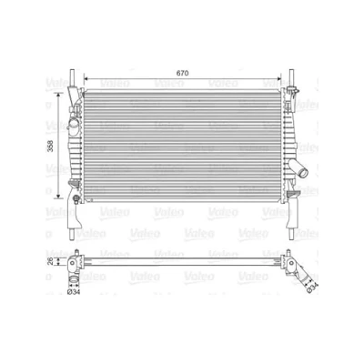 Imagen de VALEO 701606 Radiador, refrigeración del motor Aluminio 358 670 26 sin regulador de refrigerante Aletas soldadas