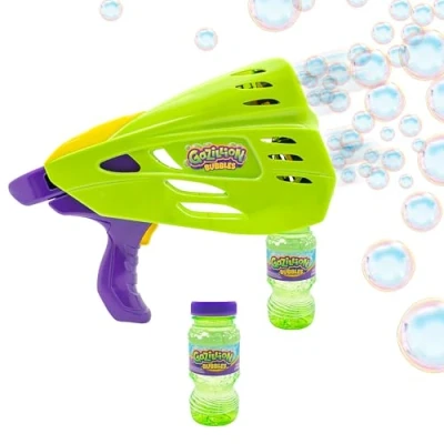 Imagen de Gazillion Double Bubble Blaster Pistola de Pompas 2 en 1 Portátil y Pie Luces LED Colores para Fiestas Celebraciones al Aire Libre Juguetes Regalos Niños 3 años adelante