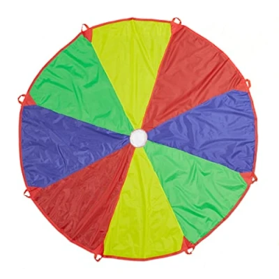 Imagen de Relaxdays Toalla de Surf Colores diámetro Juego Paracaídas para Niños, Ø 2 m, 8 Asas, Tela Redonda Saltar, Cumpleaños Infantiles, Multicolor, Poliéster