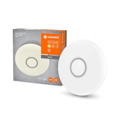 Imagen de LEDVANCE luminaria LED de pared y techo, en óptica glitter para interior con detector movimiento, blanco cálido 3000K,modos funcionamiento modificables un clic, 340mm diámetro