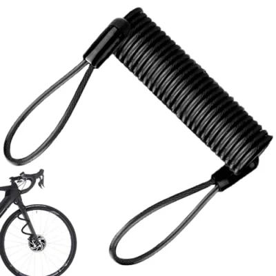 Imagen de cable de bloqueo para cascos bicicleta, recordatorio con doble hebilla, seguridad resorte disco freno moto, scooter, se puede