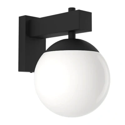 Imagen de Eglo Bufalata Aplique para exteriores, iluminación exterior, lámpara de pared exterior metal negro, globo plástico blanco, casquillo E27, IP44