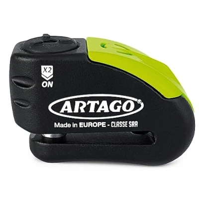 Imagen de ARTAGO 30X14 Candado Moto Disco con Alarma Don&#039;t Touch 120dB, Alta Gama Homologado Sra y Sold Secure Gold, Doble Cierre ø14 Bunker Selection, Sin o Alarma, Pinza Antirrobo Freno