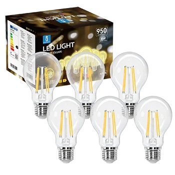 Imagen de Aigostar Bombilla LED E27 Edison, 8W Equivalente a 69W, Blanco Cálido 2700K, 950 Lúmenes, Vintage Decorativa A60 de Filamento, No Regulable, Cristal Transparente, Pack 6