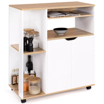 Imagen de IDMarket Postre de cocina COSI madera blanca y bandejas haya (76 cm)
