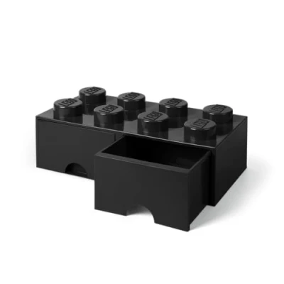 Imagen de Room Copenhagen 40061733 Caja de Almacenaje Apilable, Ladrillo 8 pomos, 2 Cajones, 9.4 l, Negro, 50 x 25 18 cm