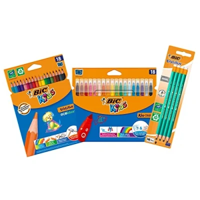 Imagen de BIC Back to School Set 18 rotuladores para Colorear/18 Lápices de colores/8 Grafito HB Lote 3 unidades