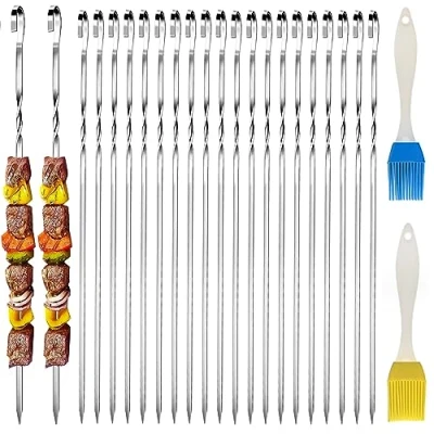 Imagen de 20 Piezas Brochetas De Barbacoa Acero Inoxidable,30cm Palos Brocheta Reutilizables,Brochetas Barbacoa,Brochetas Kebab Inoxidable Plano, Para Hoguera o Fiestas