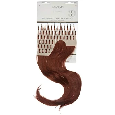 Imagen de Balmain Micro anillo extensiones de cabello humano 50 piezas, 40 cm longitud, 5 Rm caoba claro rojo marrón, 240 g