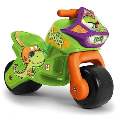 Imagen de INJUSA Moto Correpasillos Twin Dessert Dino para Niños de 18 Mesesa 3 Años Ruedas Anchas Plástico Asa Transporte Parental Decoración Permanente Dinosaurios Color Verde (1874)