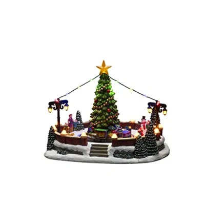 Imagen de Konstsmide Decoración navideña LED con música, Funciona Pilas o USB, Interior, Cable Negro, polirresina de PVC, Multicolor, Park with Train
