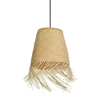 Imagen de Eglo lámpara de suspensión Aycliffe, candil 1 luz para comedor, iluminador diseño boho con pantalla hierba marina al natural, pendiente casquillo E27