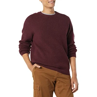 Imagen de Amazon Essentials Jersey de Punto Gofrado con Manga Larga, Cuello Redondo y Tacto Suave Hombre, Burdeos, M