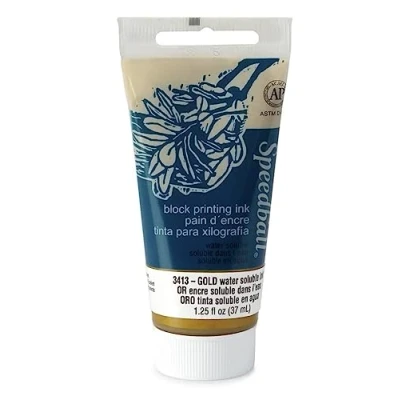 Imagen de Speedball 003413 Block Tinta de impresión Soluble Dorada, 1.25oz