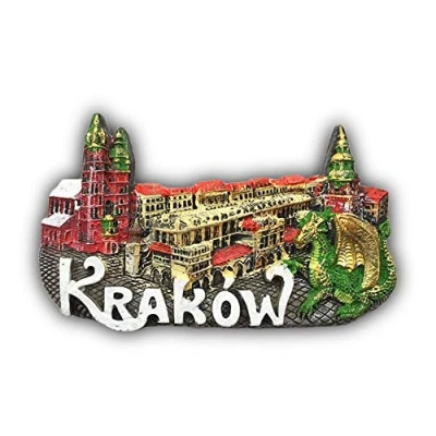 Imagen de 3D Krakow Polonia. imán para nevera, recuerdos de turista, decoración hogar y cocina, Polonia nevera China.