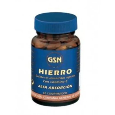 Imagen de GSN Hierro Aporte de Alta Absorción Prevenir y Tratar la Anemia Aporta Energía Capacidad Mental en Niños Periodos Menstruales Levadura Cerveza, Vitamina C 60 comprimidos