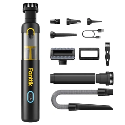 Imagen de Fanttik Slim V8 Apex Aspirador de Mano inalámbrico para Coche, Alta Potencia succión 19000 Pa,Carga rápida USB C en 2,5 Horas, 4 1 y soplador Aire Bomba (Negro)