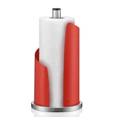 Imagen de kela Stella Soporte para Rollos de Papel Cocina (32 cm Alto, Acero Inoxidable), Color Rojo