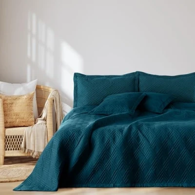 Imagen de AmeliaHome Colcha de 170 x 270 cm, Funda edredón ultrasonic Doble Cara, Acolchado poliéster Ophelia Indigo